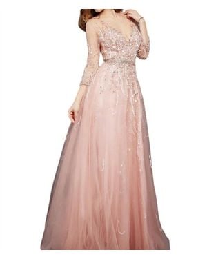 Jovani Three Quarter Sleeve Wedding Dress - Pink