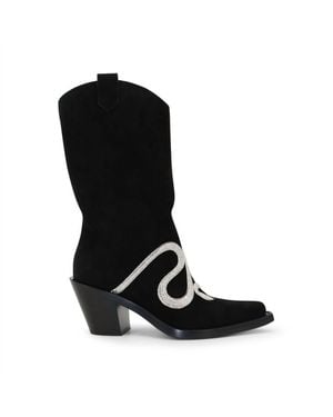Rene Caovilla Jeweled Snake Strass 65Mm Western Boot - Black