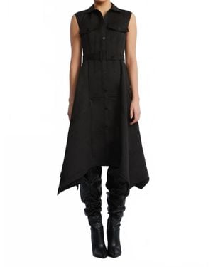 BCBGMAXAZRIA Scarf Hem Taffeta Twill Dress - Black