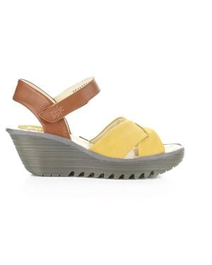 Fly London Yorg Ankle Strap Platform Wedge Sandal - Black