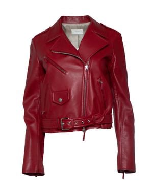 The Row Leather Biker Jacket - Red
