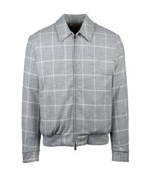 Luigi Borrelli Napoli Wool-Silk Aviator Jacket - Gray