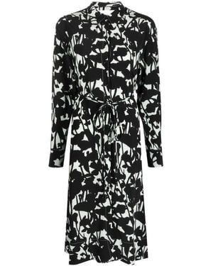 Proenza Schouler Printed Long Sleeve Shirtdress - Black