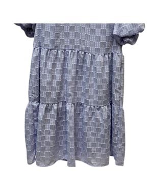 Grace + Emma V Neck Checkered Dress - Blue