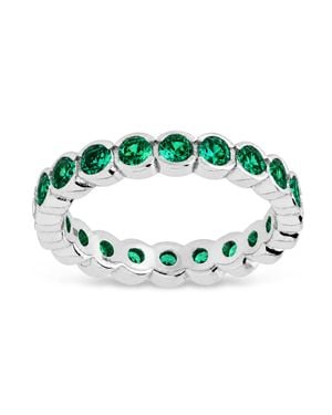 Sterling Forever Sterling Emerald Helene Bezel Eternity Band Ring - Green
