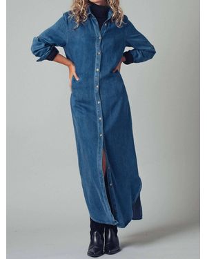 Urban Daizy Relaxed Western Denim Midi Shirt Dress - Blue