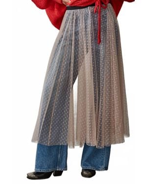 By Together Mesh Swiss Dots See Through Skirt - Blue