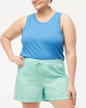 J.Crew Linen-Blend Drawstring Short - Blue