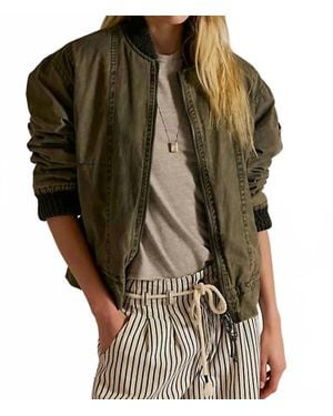 Free People We The Free Jax Washed Bomber Jacket - Green