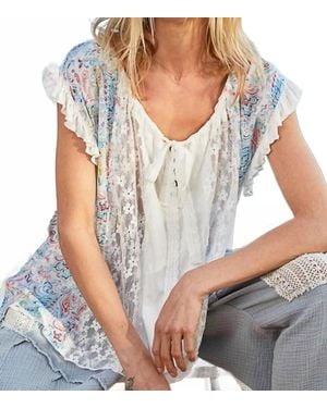 Pol Lace And Floral Knit Top - Gray