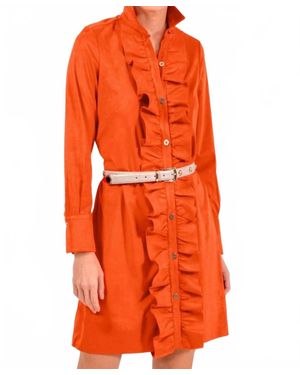 Gretchen Scott Ultra Suede Ruffle Rumble Dress - Orange