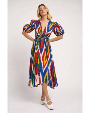 Guadalupe Monica Ikat Dress - White