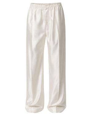 Carven High-Waisted Relaxed Fit Cotton Satin Pants - White