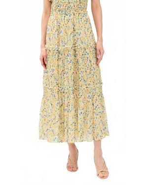 Ulla Johnson Virginie Midi Silk Skirt - Yellow