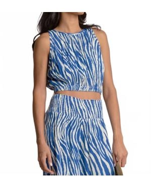 Elan Marisol Woven Cropped Top - Blue