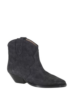 Isabel Marant Dewina Gz Pointed-Toe Cuban Heel Suede Ankle Boots - Black