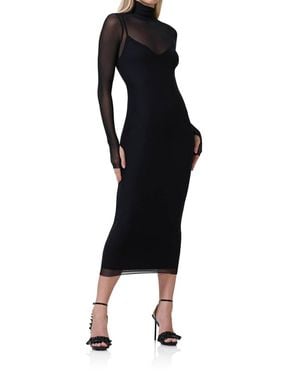 AFRM Shailene Mesh Midi Dress - Black