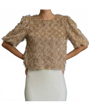 Lalavon Fuzzy Puff Sleeve Sweater - Gray