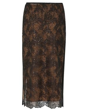 Semicouture Camilla Scalloped Lace Hem Sequin Midi Skirt - Brown