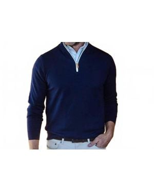 Collars & Co. 1/4 Zip Long Sleeve Knit Sweater - Blue