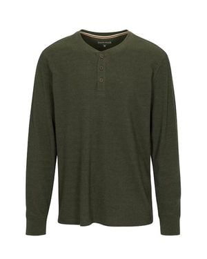 North River Heather Waffle 3 Button Henley Top - Green