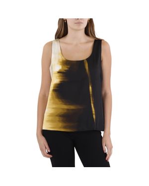 Donna Karan Printed Satin Blouse - Black