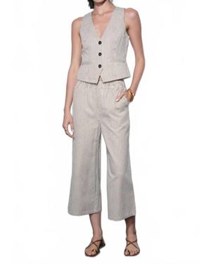 Greylin Alice Canvas Stripe Wide Leg Culottes Pants - White
