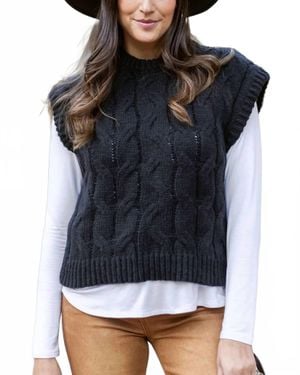 Grace and Lace Cable Knit Sweater Vest - Blue