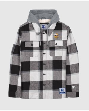 Starter Minnesota Vikings The Big Joe Sherpa Lined Plaid Jacket - Gray