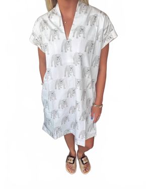 Brooke Wright Bulldog Printed Nancy Mini Dress - White