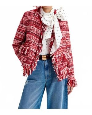 Essentiel Antwerp Iskra Fringed Jacket - Red