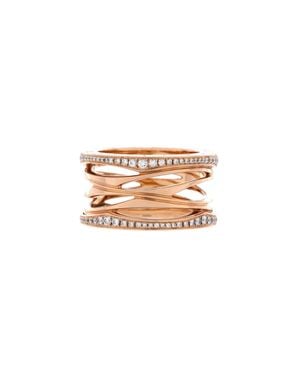 BVLGARI B. Zero1 Design Legend Zaha Hadid Four Band Ring 18K Rose With Diamonds - Natural