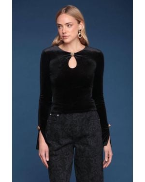 Avec Les Filles Rose Button Top - Blue