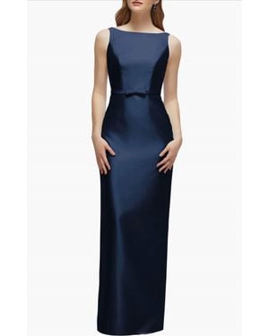 Alfred Sung Sleeveless Bow Waist Full Length Gown - Blue