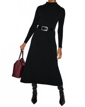 ANN MASHBURN Long-Sleeved Charlotte Midi Dress - Black
