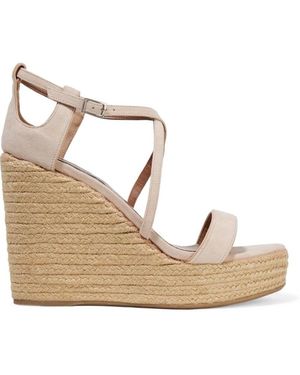 Tabitha Simmons Jenny Flesh Kicksuede Wedge Sandals Shoes, Rose - Natural