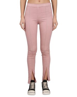 Rick Owens Denim Leggings With Elastic Waistband And Stylish Slits - Pink