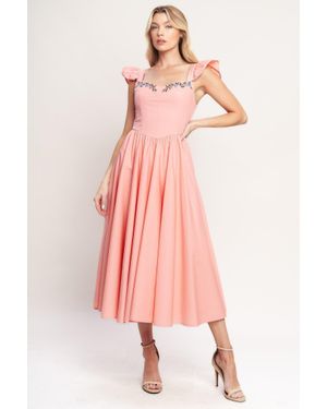 TRUEDAMES Blushed With Love Woven Midi Dress - Pink