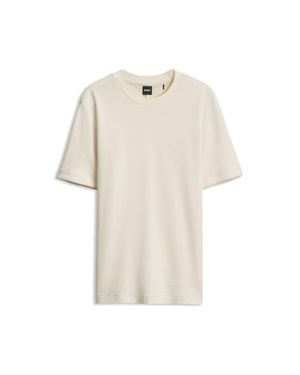 BOSS T-Shirt Crafted From A Cotton-Wool Blend - Natural