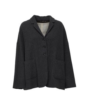 Apuntob Three-Button Small Lapel Oversized Blazer - Black