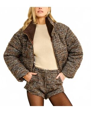 Line & Dot Clyde Long Sleeve Puffer Jacket - Brown