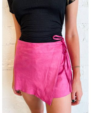 Day + Moon All For Suede Wrap Mini Skirt - Pink