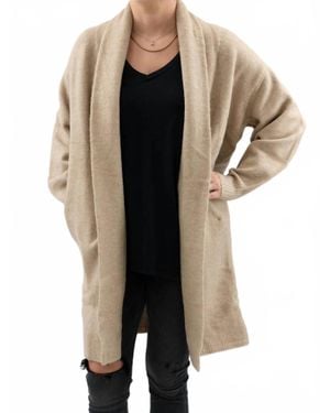 Lush Long Foldover Collar Cardigan - Black