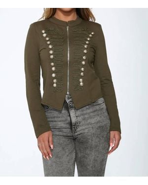 Orchid Bloom Passementerie Detailed Military Jacket - Green