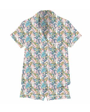 Jane Marie Silky Satin Pajama Short Set - Blue