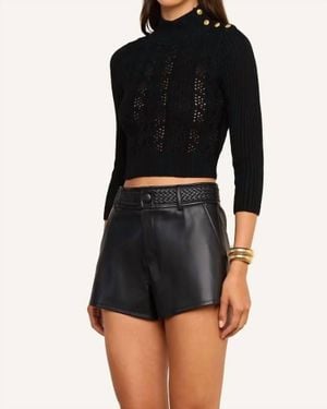 L'Agence Kamdyn Cable Mock Neck Sweater - Black