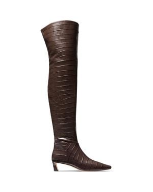 MICHAEL Michael Kors Cosmo Kitten Animal Print Leather Over-The-Knee Boots - Brown