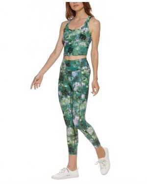 Calvin Klein Activewear Performance Printed Racerback Cropped Tank Top - Green