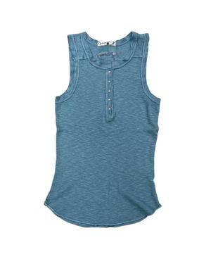 Crown Jewel Thermal Crew Henley Tank - Blue