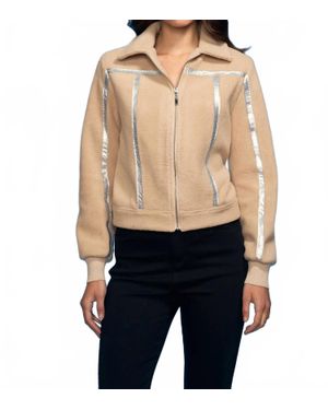 oolala Sherp Patent Pleather Combo Zip Jacket - Blue